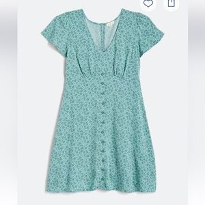 Green Casual Flutter Sleeve Sundress